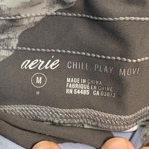 Aerie Camo Print Mid-Rise Drawstring 7/8 Leggings Stretch Blue Gray Size Medium - Picture 3 of 3